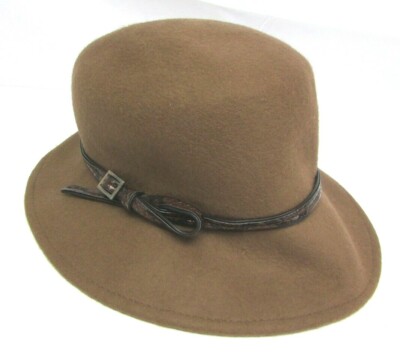 Banded Floppy Felt Trench Hat Tan Brown 