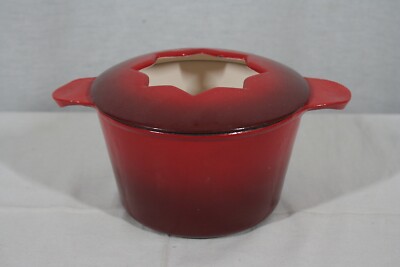 COST PLUS WORLD MARKET RED ENAMELED CAST IRON POT WITH LID 1/2