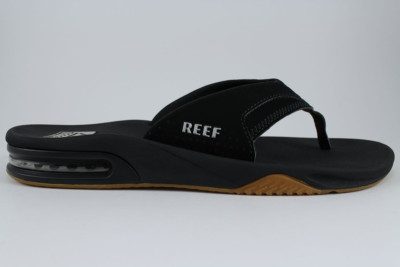 REEF FANNING BLACK/SILVER/GUM FLIP FLOPS THONG SANDALS BEACH MICK