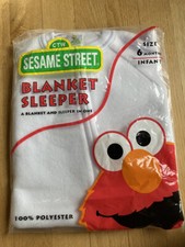 SESAME STREET White Blanket Sleeper Size 6 Months Infant Unisex NEW VTG RARE