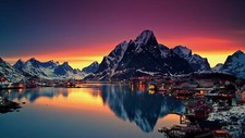Landscape lofoten norway mountains nordic s snow ice Custom Gaming Mat Desk
