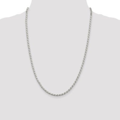 Sterling Silver 3.1mm Flat Rope Chain Necklace 24