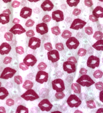 Pink Red Lips kisses Snuggle Flannel fabric Springs Industries 6026, 2.9 yds