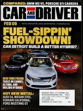 FEBRUARY 2009 CAR AND DRIVER MAGAZINE FORD FUSION, AUDI S4, NISSAN 370Z, FERRARI
