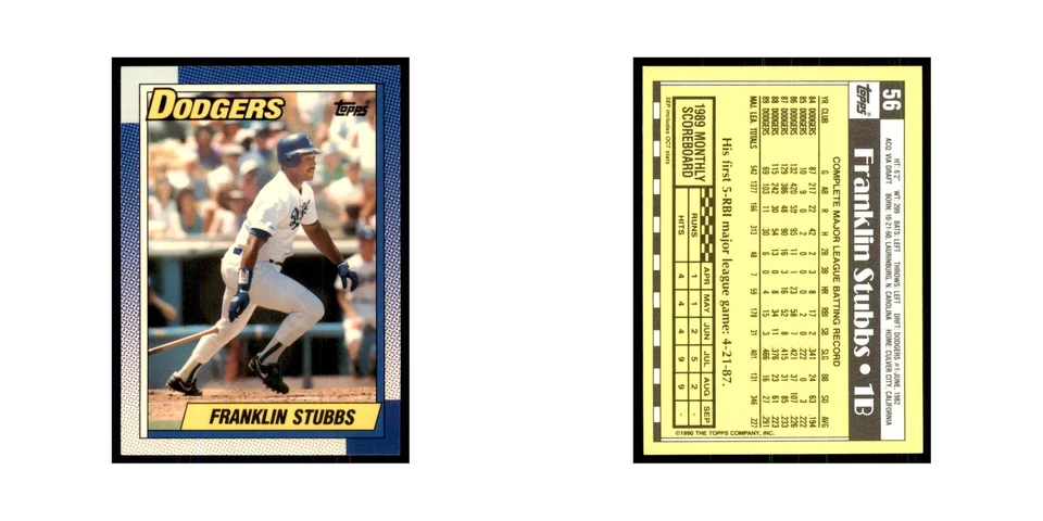 Franklin Stubbs 1990 Topps Tiffany #56 Los Angeles Dodgers Baseball Card NM - Image 3 of 3