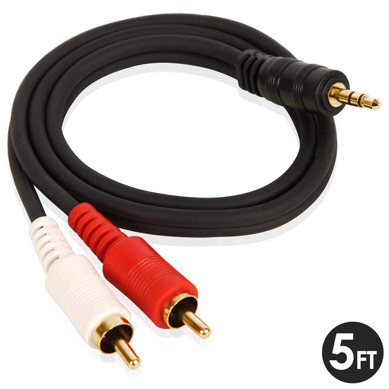 Câble audio Jack 3.5 mm stéréo mâle / 2 RCA mâles (5 mètres)