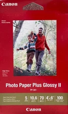 Lot of 2  Sealed, Canon Photo Paper Plus Glossy II, 100 sheets, 4”x6” Total 200