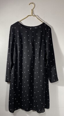 H M Black Circle Dot Dress Size: 10 Long Sleeve