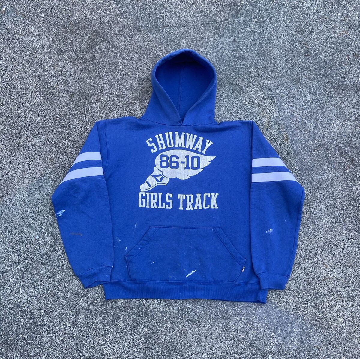 Vintage Russell Athletic Track College Striped Hoodie USA Vintage Russell Athletic Track College Striped Hoodie USA