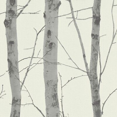 Birch Trees Silhouettes Glossy Glitter Erismann Wallpaper - Cream/Grey 5433-47