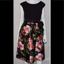 Women  s Formal Short Dress Sizes 14 Floral Fit  Flare Tie Waist Sangria Gown