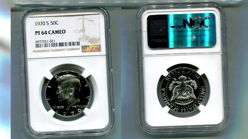 1970 S KENNEDY SILVER HALF DOLLAR NGC PF64 CAMEO 3090T