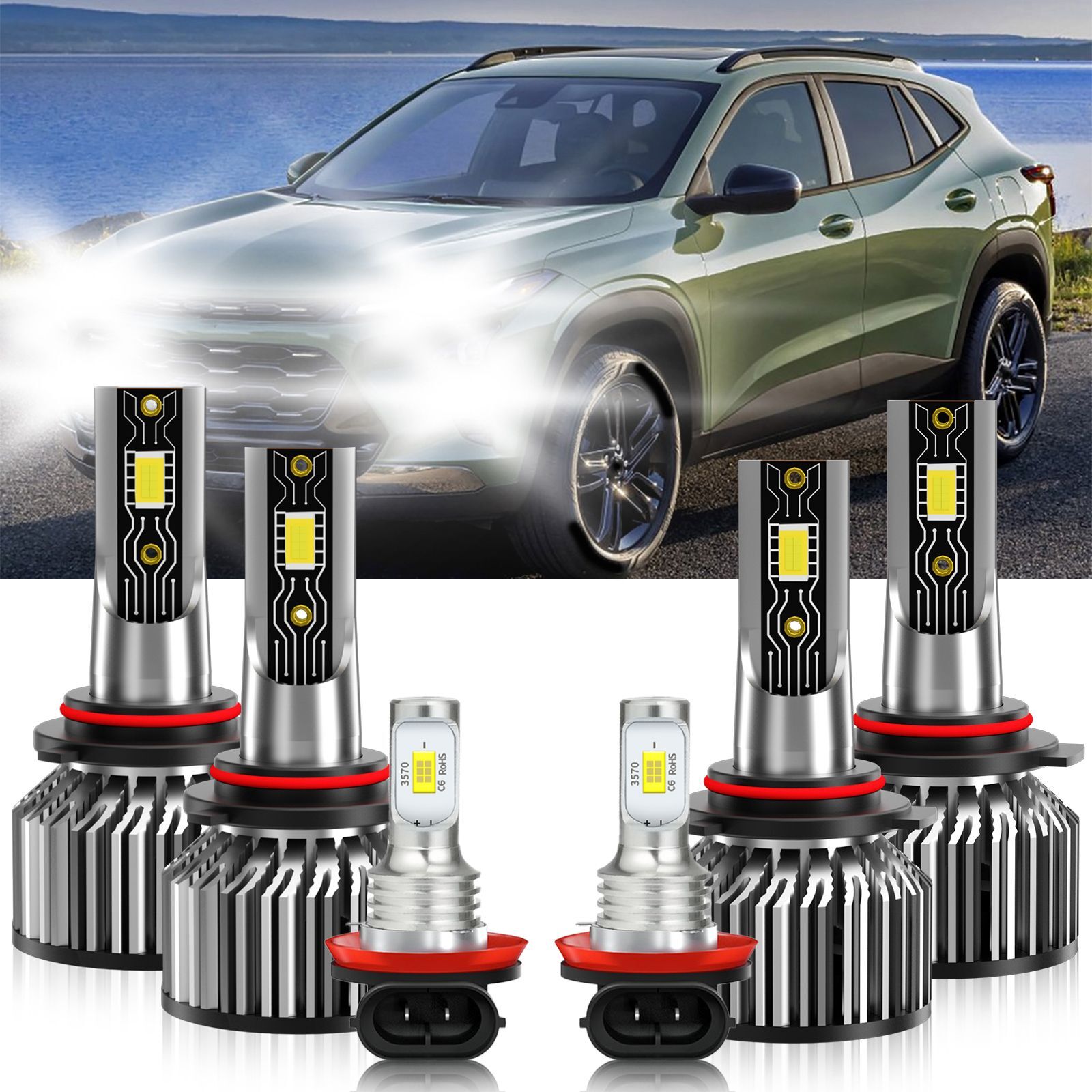For Chevrolet Trax 2017-2018 6x LED Headlight High Low Beam + Fog Light Bulb Kit