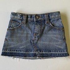 Gap Jeans Skirt size 3T Denim Girls Blue Toddler Adjustable Waist distressed EUC