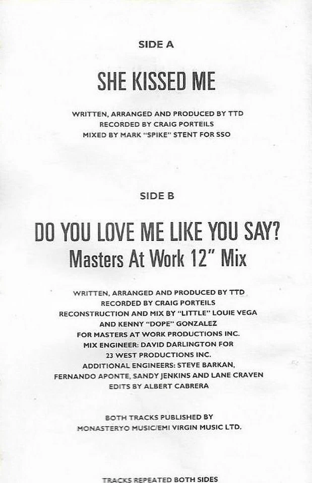 TERENCE TRENT D'ARBY SHE KISSED ME CASSETTE SINGLE Electronic House, Deep House - Image 3 of 4