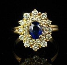 Women's Double Halo Cocktail Wedding Ring Oval Lab Created Sapphire 925 Silver