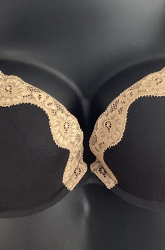 36C Boost Plunge Bra Cotton Blend Cool Soft BLACK Cacique Lane Bryant 237464 New - Picture 2 of 7