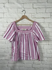 LOFT Womens Square Neck Striped Shirt Size MEDIUM