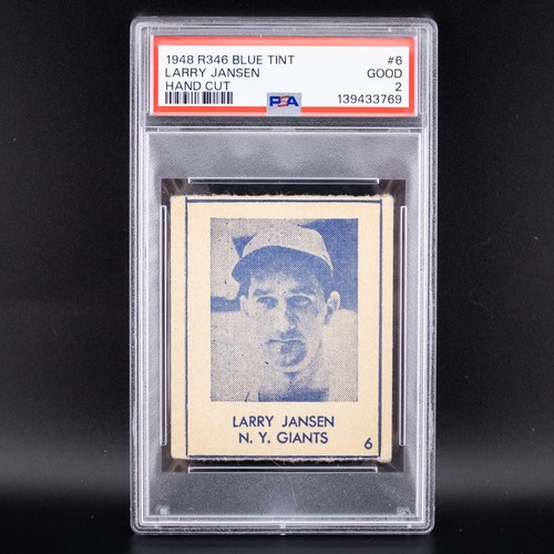 1948 R346 Blue Tint Larry Jansen #6 Hand Cut PSA 2 POP 2 6 Higher Vintage MLB