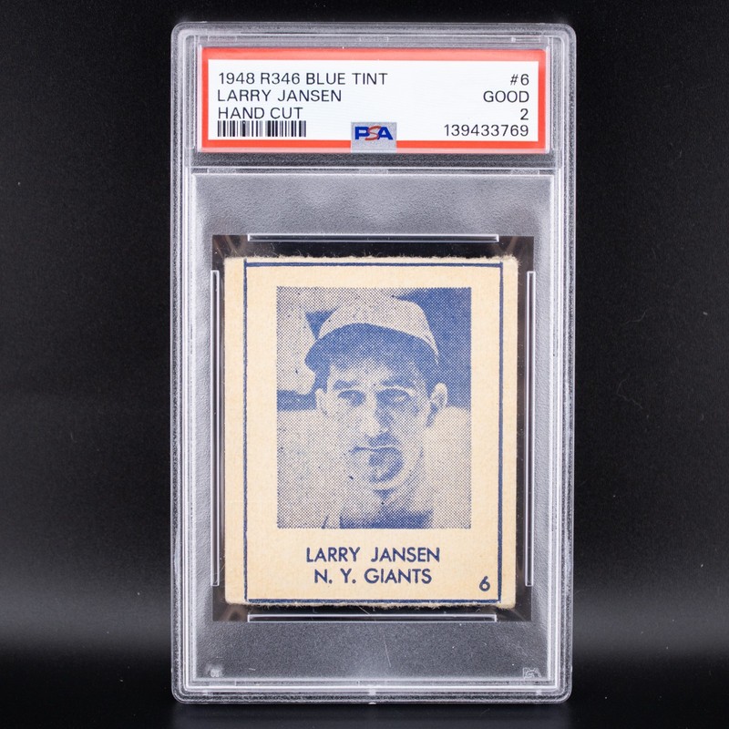 1948 R346 Blue Tint Larry Jansen #6 Hand Cut PSA 2 POP 2 6 Higher Vintage MLB
