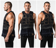 Handmade Black Leather Studded Medieval Armor Vest LARP Cosplay