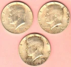 1964P Half Dollar Lot Of 3 90% Silver John F. Kennedy Half Dollars