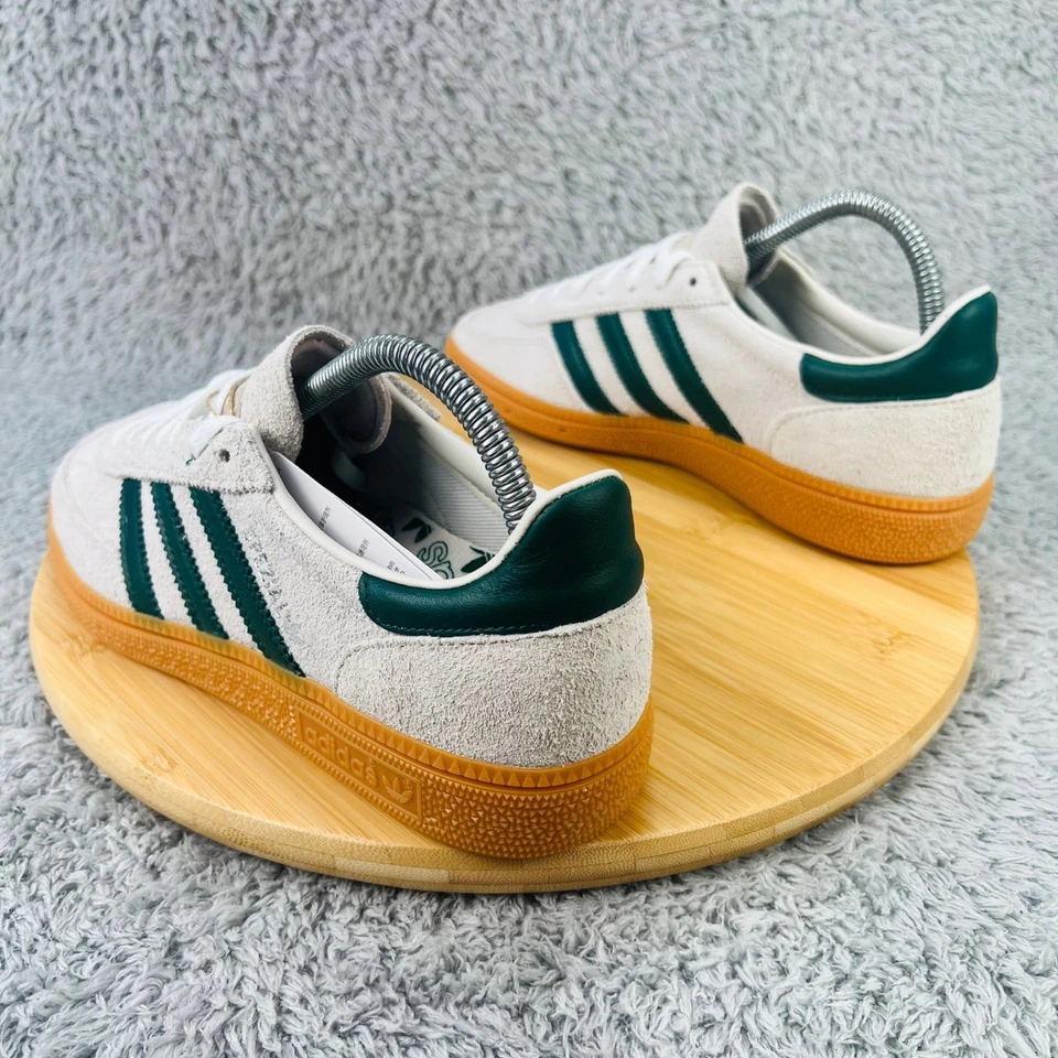 Adidas Handball Spezial Womens 7.5W Grey Suede Green Leather Gum Sole Sneakers - Image 3 of 4