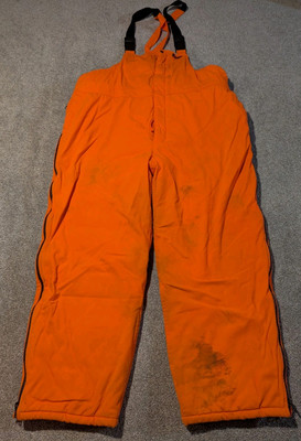 Mount n Prairie Overalls Mens XXL Blaze Orange Vintage Hunting Bib Suspenders 