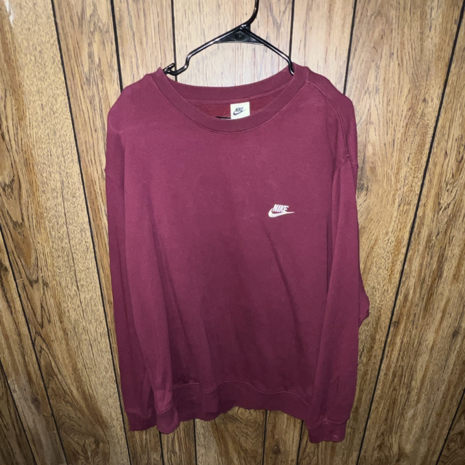 Nike Burgundy Crew Neck Pullover Sweatshirt Men's XXL Long Sleeve Logo