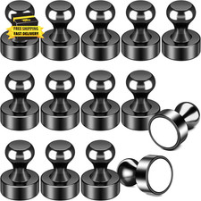 14 Pack Fridge Magnets, Magnets for Whiteboard, Black  Magnetic Push Pins with