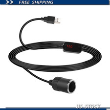 USB Male to 12V Cigarette Lighter Socket Adapter Converter, 8W Voltmeter Display