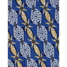 African Print Fabric/ Ankara - Blue, Brown Stars Over Surulere , Per Yard