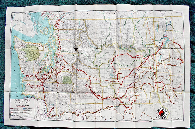 1947 Northern Pacific Railway Map Washington Railroad Pacific NorthWest NP SP&S