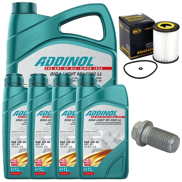 MotoröL Filter Set Addinol 5W-30 9 Liter + Schraube FüR Mercedes E-Klasse W211-image