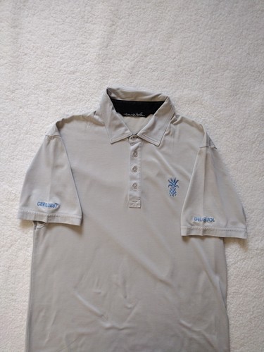 Travis Mathew Polo Shirt Man's Large Gray Pineapple Logo cariloha del sol - Picture 2 of 8