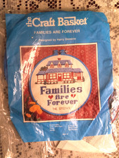 The Craft Basket Embroidery Kit "Families Are Forever" Vintage New 8" Hoop Frame