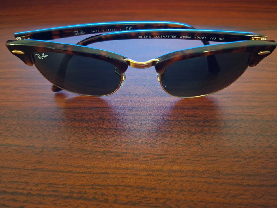 Ray-Ban Clubmaster ORB3016 sehr guter Zustand Sonnenbrille 49-21 Braun Gold+OVP, Foto 1 von 5
