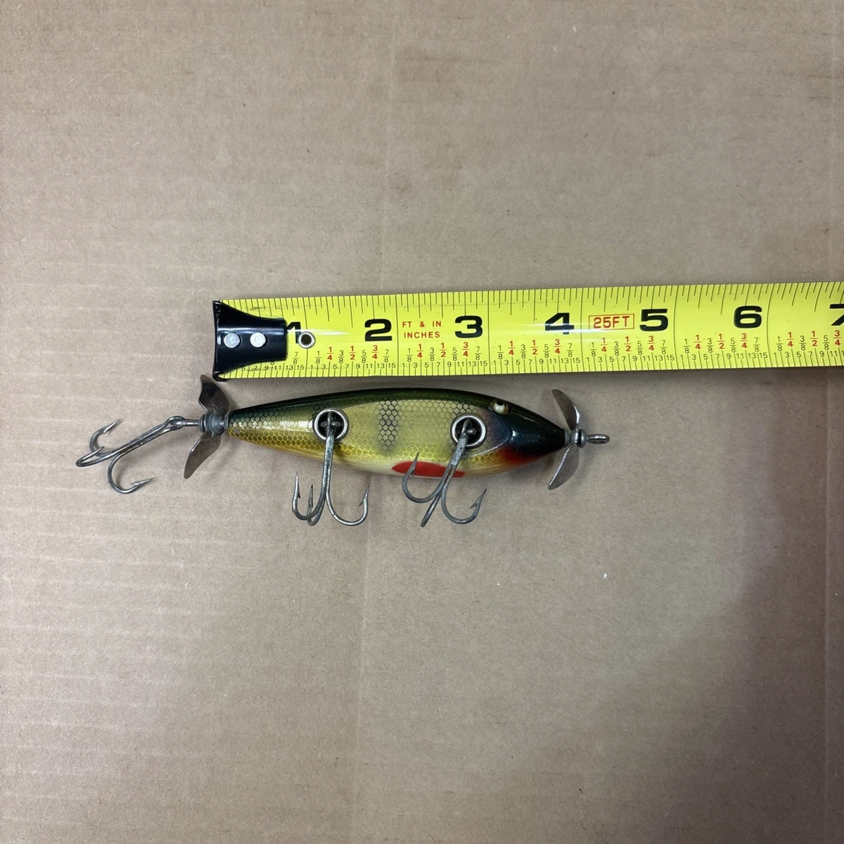 Leurre Creek Chub Bait Co. – Minnow Blessé – Bois Et Yeux En Verre – Vintage 1930-50