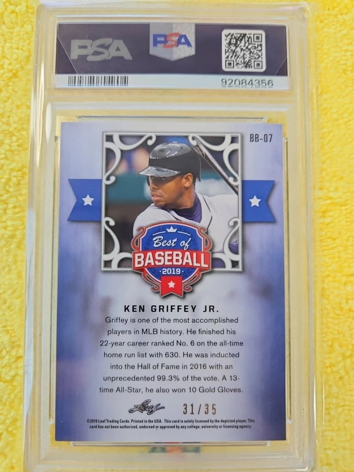 2019 Leaf Best of Baseball Ken Griffey Jr  Blue  31/35  PSA 10  POP 2 ⚾️🔥⭐️ - Image 2 of 2