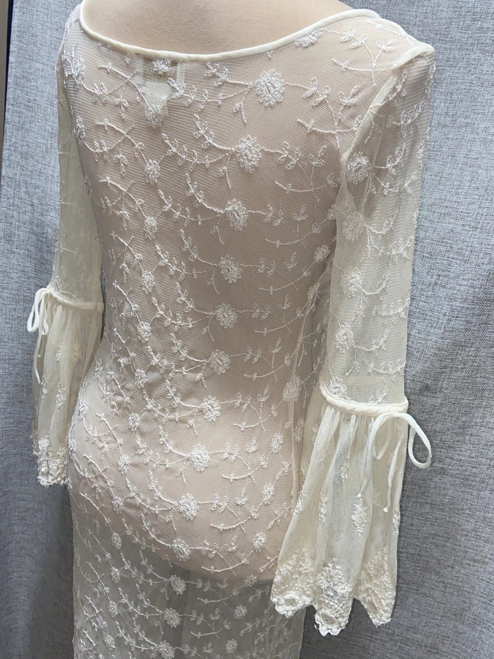 Vtg Victorias Secret 80s 90s Gold Label Floral Stretch Lace Maxi Gown Sz S - Image 4 of 4