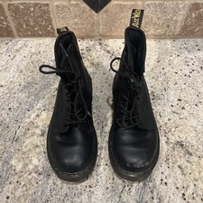 Dr Martens Combat Boots Youth Boys Girls 2 US 1 UK Black Leather Zip AW004 1460