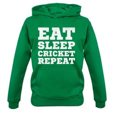 Eat Sleep Cricket Repeat Kids Hoodie Player Cricketer Ashes Twenty 20 World Cup