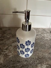 Kirklands Home Blue and White Floral Soap Pump Dispenser