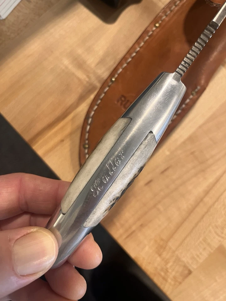 Ruana 28CD Skinner Knife – Stag Handle, “Bonner Montana” Stamp, Original Sheath - Image 3 of 4