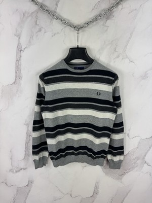 Fred Perry Striped Jumper Classic Logo Pullover Size S Casual