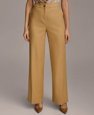 Donna Karan Women's Beige Mid-Rise Straight-Leg Pants Size 8