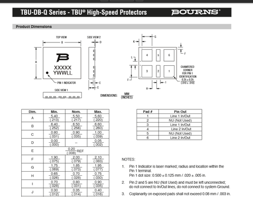 QTY (2000) TBU-DB055-100-WH-Q BOURNS 6-DFN 550V BI-DIRECTIONAL SURGE PROTECTION - Afbeelding 7 van 9