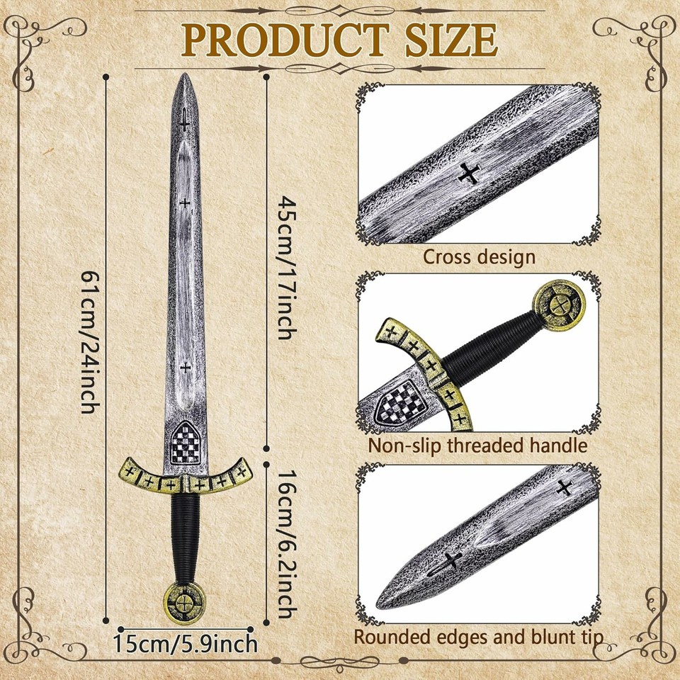 Set of Two 61cm Plastic Knight Swords World Book Day Fancy Dress ...