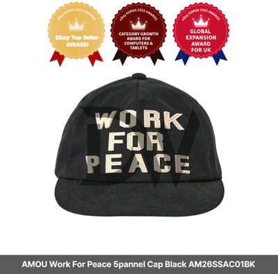 AMOU Work For Peace 5pannel Cap Schwarz AM26SSAC01BK / Express / Original