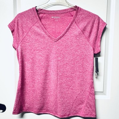 NWT Ideology Performance Semi-Fitted Stretch Activewear Shirt Heathered Pink Lrg